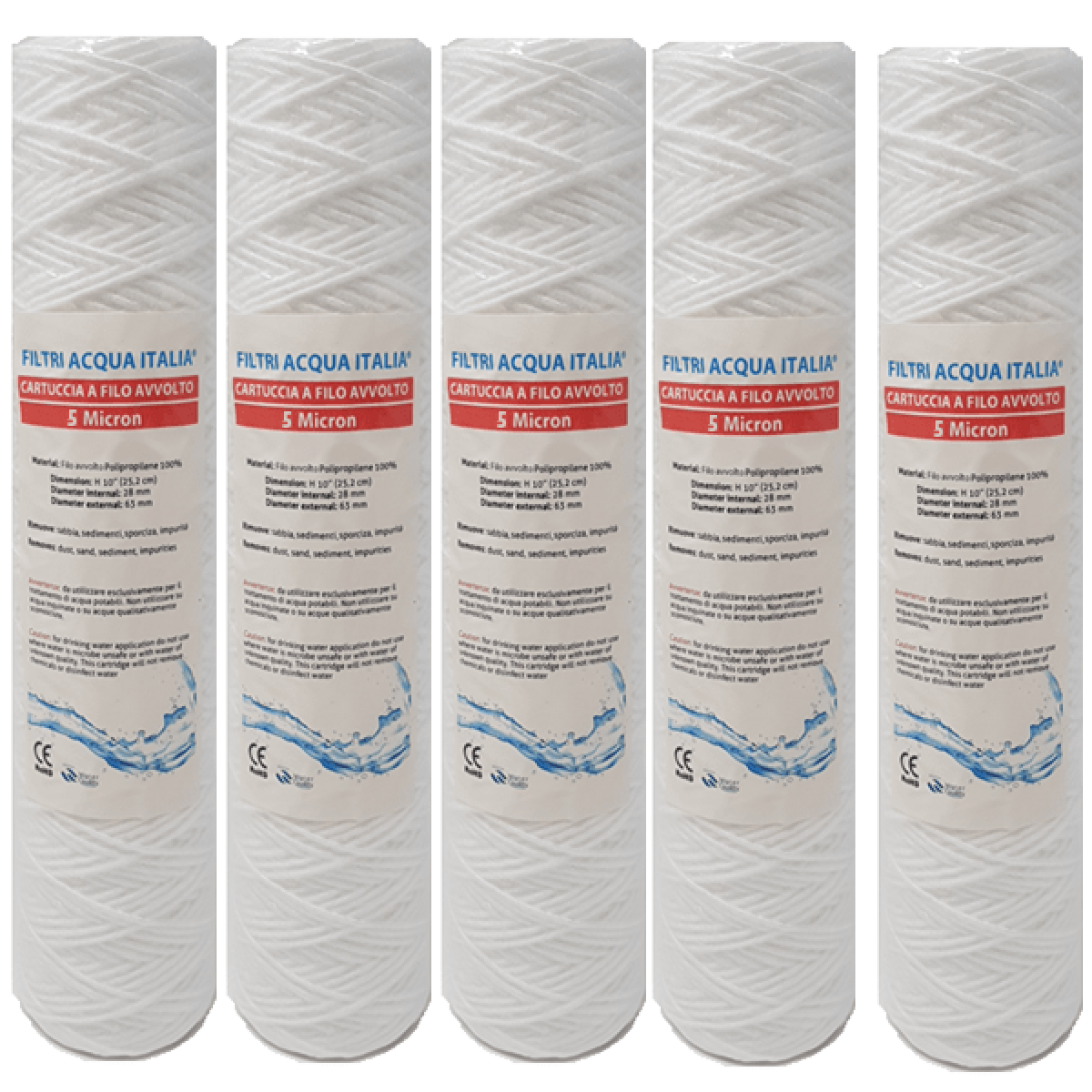 3 Cartucce Filtranti In Polipropilene Avvolto 5'' – 20 Micron Per Addolcitori E Trattamento Acqua